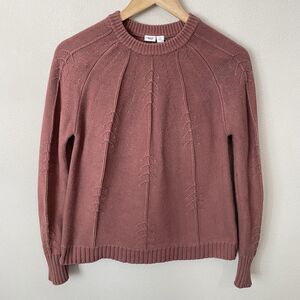 Tentree Women’s M Dusty Rose Crewneck Sweater Organic Cotton Knit Tree Design